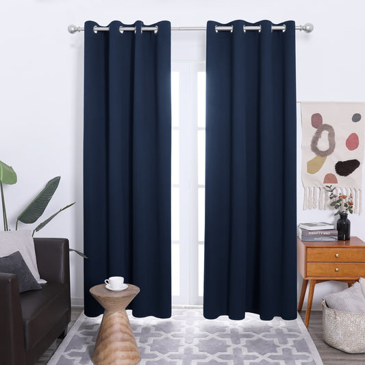 WYNTEX Blackout Thermal Insulated Curtains | Lined Back Silver Coating for Winter Insulation | Grommet/Eyelets, 2 Panels