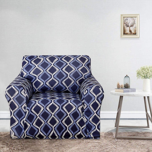 Wyntex Dekorativer Sesselbezug mit Spaliermuster, Spandex-Stretch, trägerloser Sofabezug für Wohnzimmer, Stuhl, Marineblau