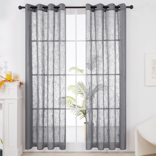 Wyntex Sheer Curtains Solid Voile Grommet Curtains for Bedroom Living Nursery Room | 2 Panels