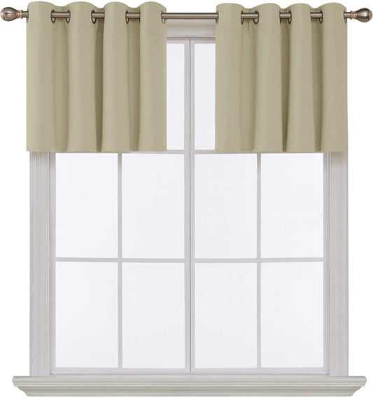 Solid Color Thermal Insulated Blackout Valance Curtains-Grommet-2 Panels